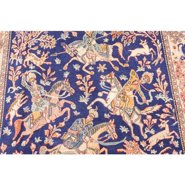 Navy Blue Semi-Antique Hand-Knotted Persian Tabriz Rug 4'4" X 6'6" For Sale - Image 8 of 14