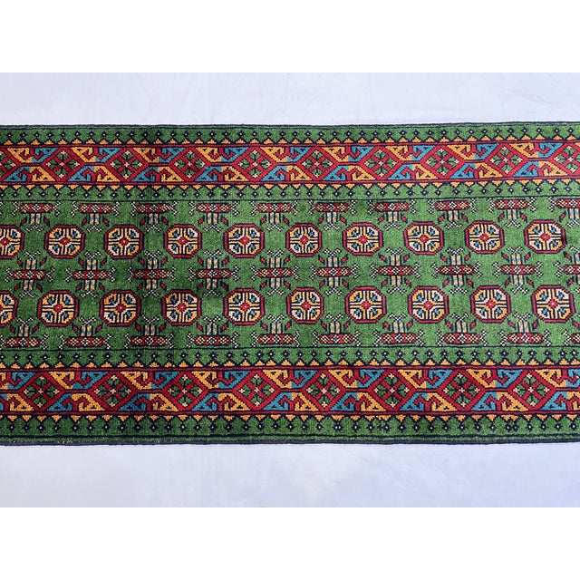 1990s Green Mori Gul Tribal Geometric Runner Rug, 2'7" X 12'11" For Sale - Image 5 of 14