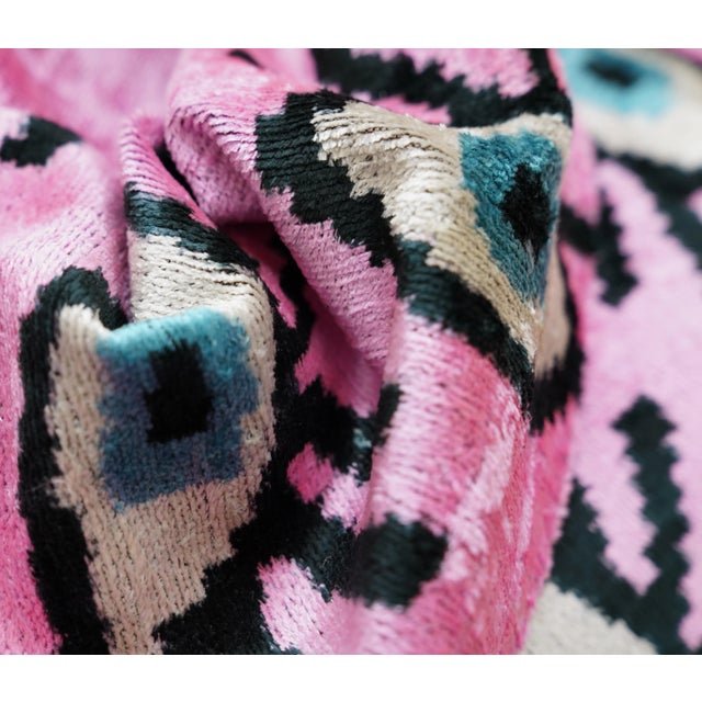 Mid-Century Modern Contemporary Luxury Pink Handmade Silk Evil Eye Throw Pillow With Down Insert For Sale - Image 3 of 13