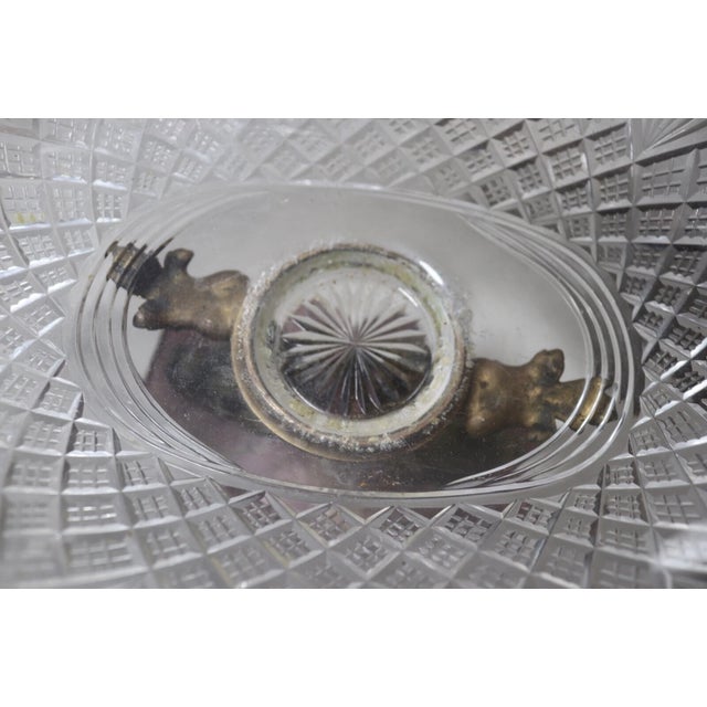 Antique Dore Bronze Marble Victorian Centerpiece Jardiniere Cut Crystal Bowl For Sale - Image 11 of 12