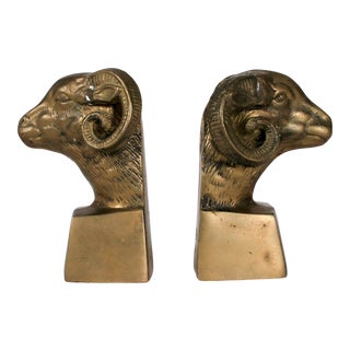Brass Rams Head Bookends For Sale