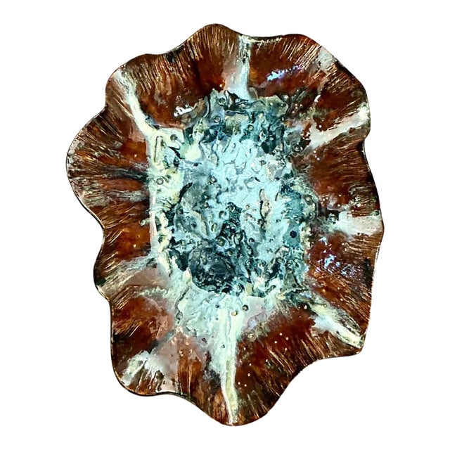 Vintage Organic Form Ceramic Dish For Sale