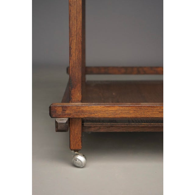 Modernist Dutch Oak Tea Trolley. 1950s For Sale - Image 6 of 11