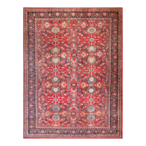 Sensational Red Color With Floral Design Antique Sarouk Farahan Rug
