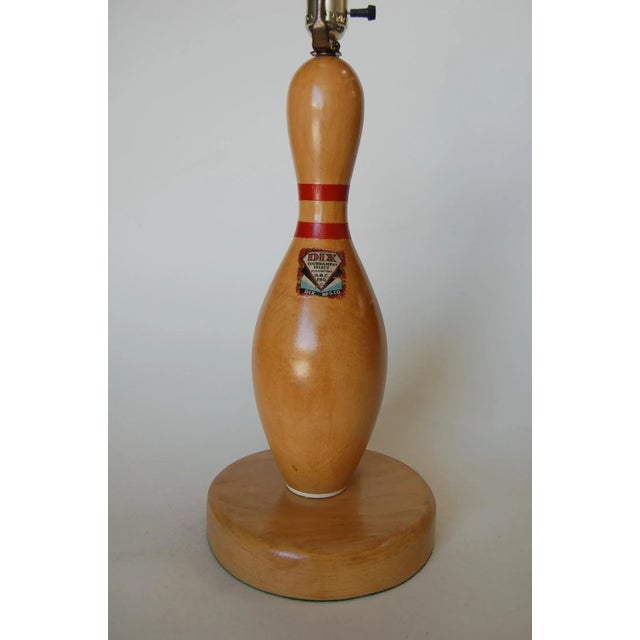 Wood DIX Tournament Select Real Bowling Pin Table Lamp For Sale In Los Angeles - Image 6 of 6