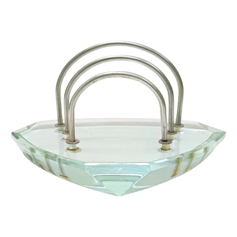 Aquamarine Glass Letter Holder From Fontana Arte, Italy, 1950s