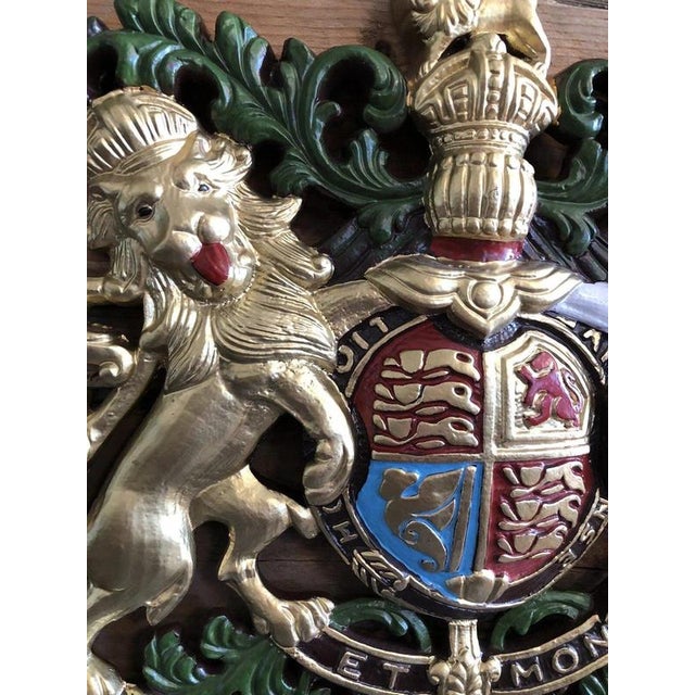 Blue British Royal Coat of Arms Cast Metal Wall Plaque For Sale - Image 8 of 18