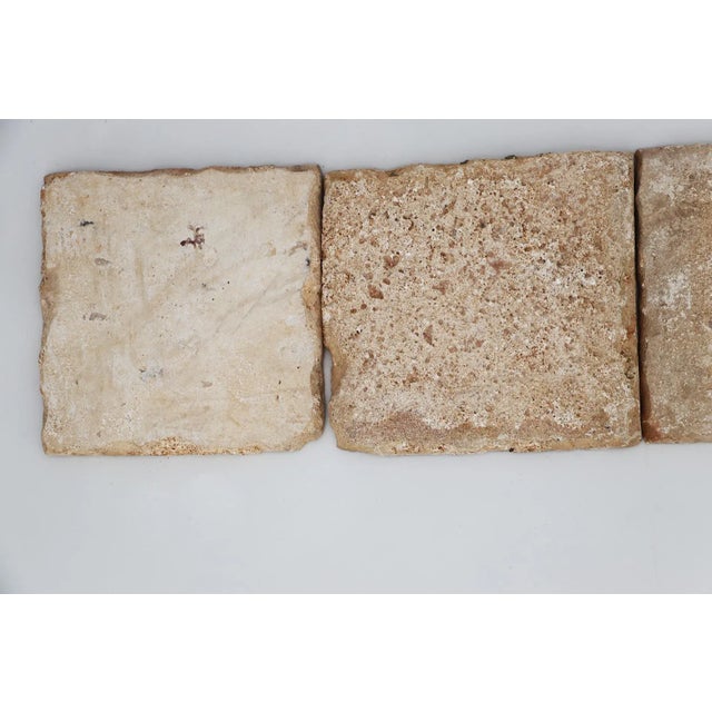 18th Century Antique Portuguese Strip of Four Blue and Brown Spongeware Tiles For Sale - Image 11 of 11