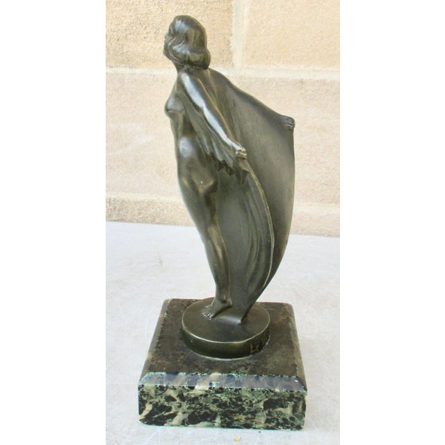 Le Verrier Bronze Lady Mascot Hood Ornament Circa 1930s For Sale - Image 4 of 7