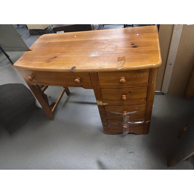 1970s Restored Vintage Stanley Furniture Desk — Walnut-Stained Top, Charcoal Gray, Brass Hardware For Sale - Image 9 of 9