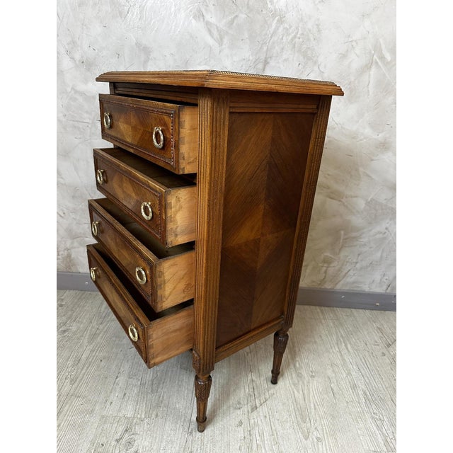 Brown Walnut Chest of Drawers, 1920s For Sale - Image 8 of 15