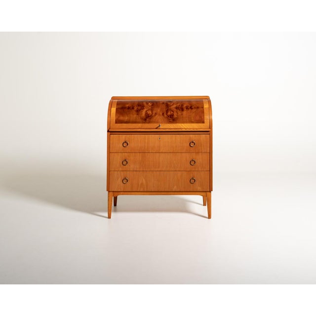Scandinavian Secretaire in Elm and Root, 1950s For Sale - Image 16 of 16