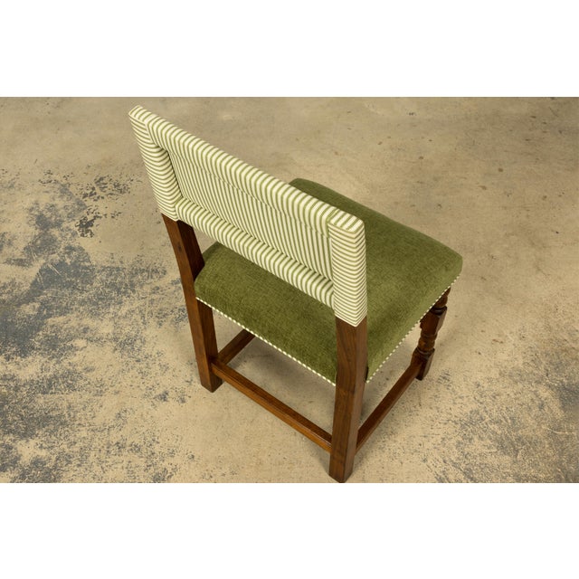 Late 19th Century French Louis XIII Oak Dining Chairs in Moss Green, Set of 10 For Sale - Image 11 of 18