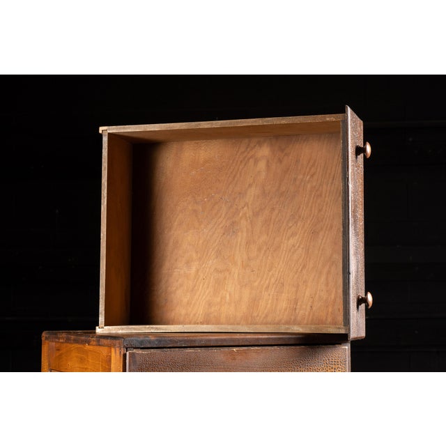Brown Antique Oak and Plywood Crazed Parts Cabinet For Sale - Image 8 of 13