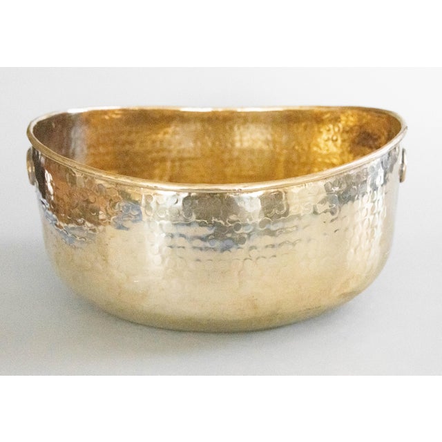 Gold Vintage English Hammered Brass Planter Bowl Centerpiece For Sale - Image 8 of 8