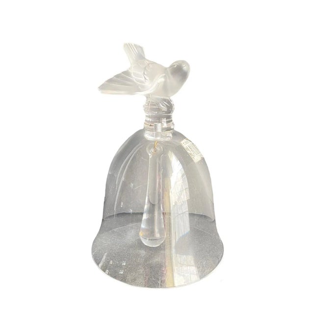 Vintage Lalique Crystal Bird Bell Frosted Glass Sparrow