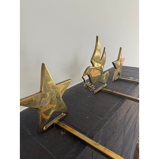 Vintage Solid Brass Fireplace Stocking Holders For Sale In Austin - Image 6 of 10