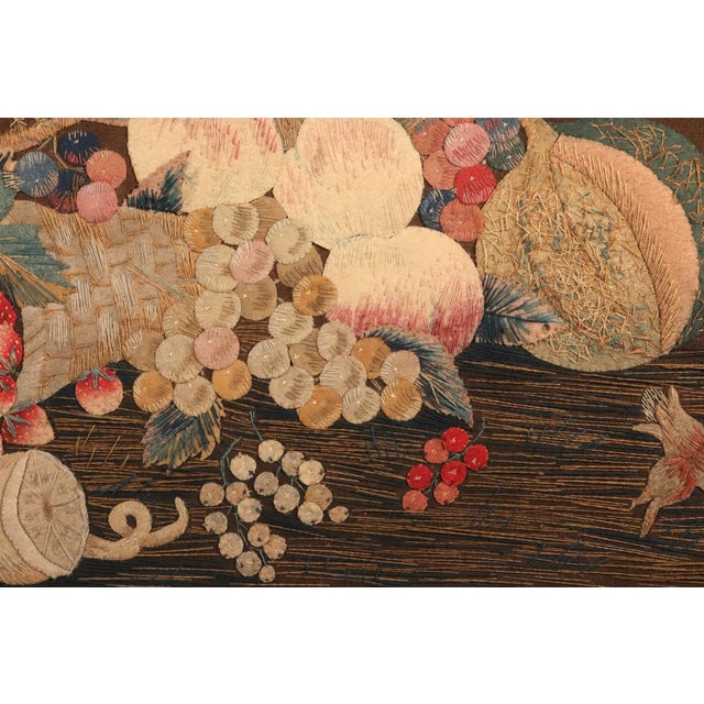 Regency Wool and Silk Threadwork Picture: Still Life of Fruit With Birds For Sale - Image 12 of 16