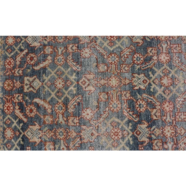 Early 20th Century Antique Persian Malayer Gallery Runner With All-Over Design in Gray, Steel Blue and Multi Colors For Sale - Image 11 of 13
