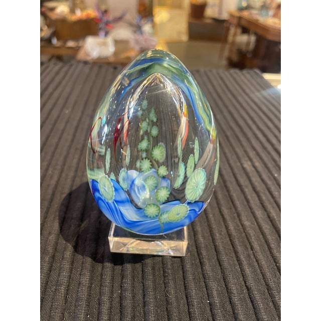 Lundberg Studios Vintage Aquarium Art Glass Egg Sculpture by Lundberg Studios For Sale - Image 4 of 6