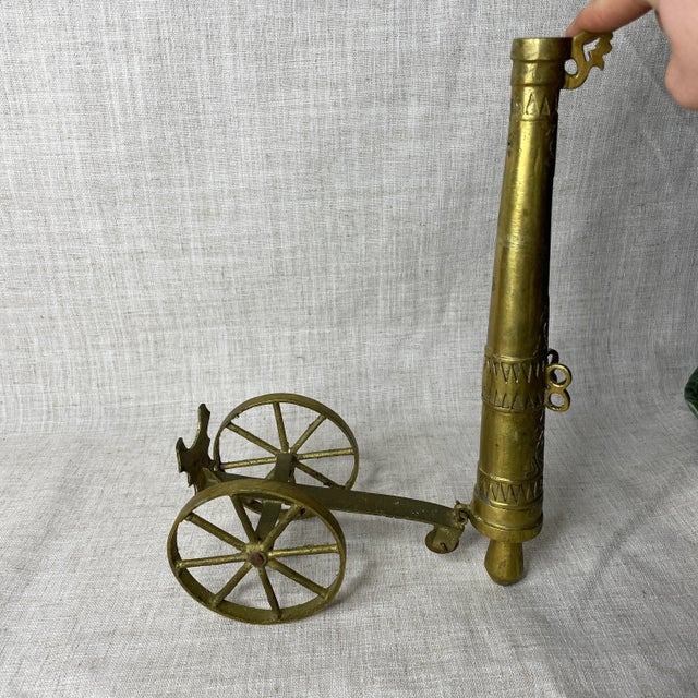English Vintage Brass Table Top Cannon For Sale - Image 3 of 6