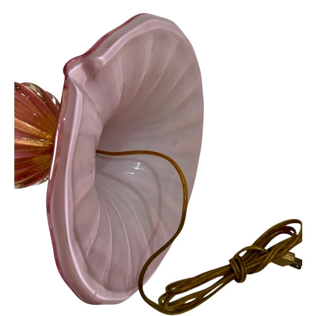 1970s Barovier & Toso Murano Pink Opalescent Glass Table Lamp For Sale In Tampa - Image 6 of 7
