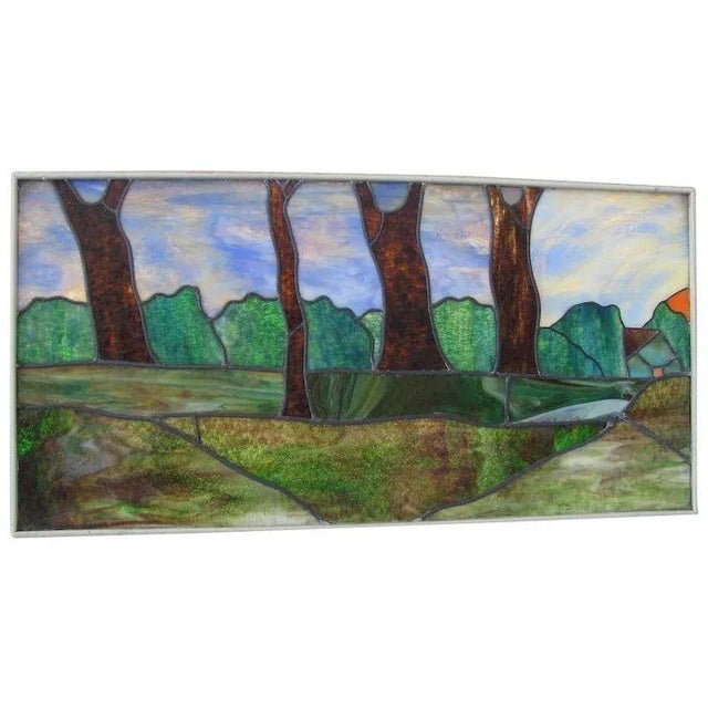 Glass Victorian Scenic Stained Glass Window For Sale - Image 7 of 7
