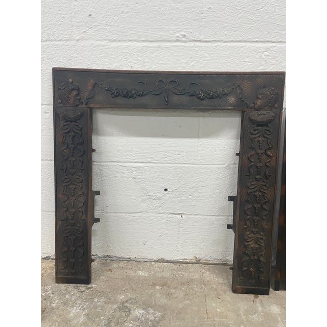 19th-Century Fischer-Leaf Co. Cast Iron Fireplace Summer Cover – Demopolis, Al Estate 27"h X 20.5w" For Sale - Image 4 of 13