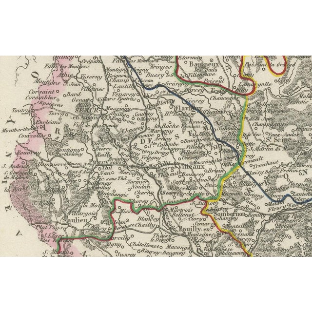 Map of Côte-d'Or France with Dijon and Burgundy Wine Region, 19th Century : This beautifully engraved 19th-century map of...