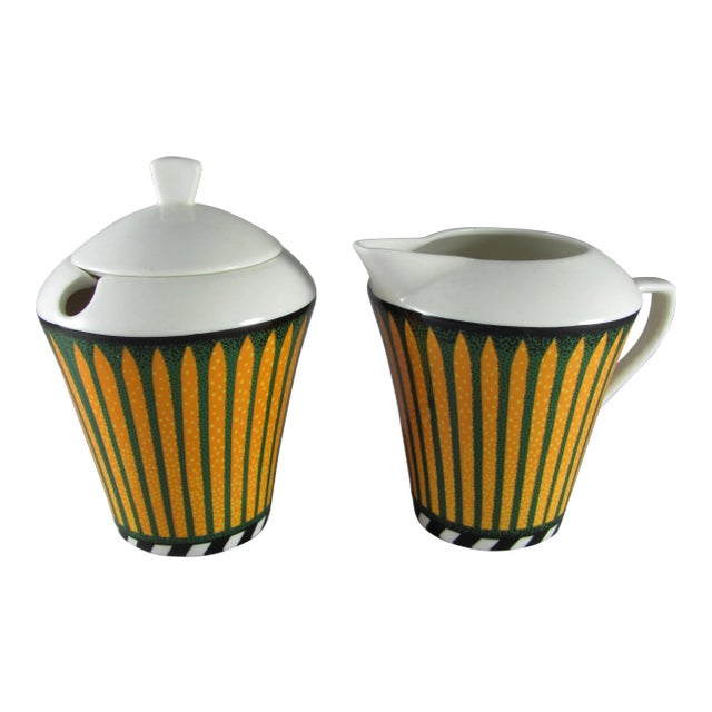 1990s Sasaki Mazarin Citrine Creamer and Sugar Bowl For Sale