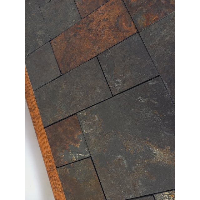 Vintage Brutalist Coffee Table in Oak and Slate, 1960s For Sale - Image 11 of 16