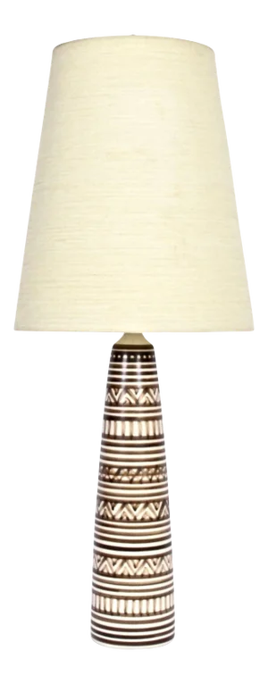Tall Lotte and Gunnar Bostlund "Tribal" Pottery Table Lamp, 1960's