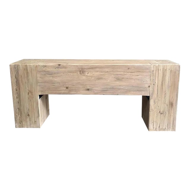 Natural Wood Beam Console Table Short Length For Sale