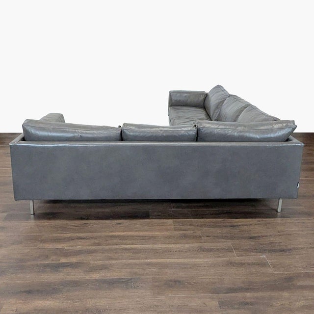 Modern BenchMade Modern Skinny Fat Gray Leather Sectional Sofa – L-Shaped Seating For Sale - Image 3 of 9