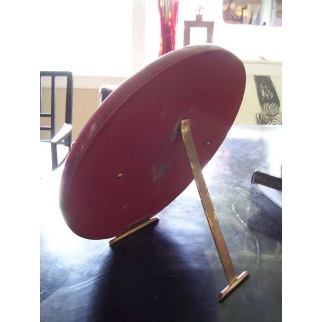 UNIQUE! Round Deco table mirror w/ finish details in polished brass. Nice old patina.