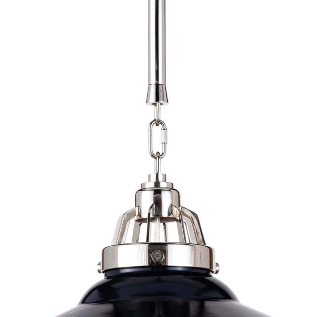 Regina Andrew Maine Large Navy Blue & Nickel Ceramic Pendant Light For Sale - Image 6 of 14