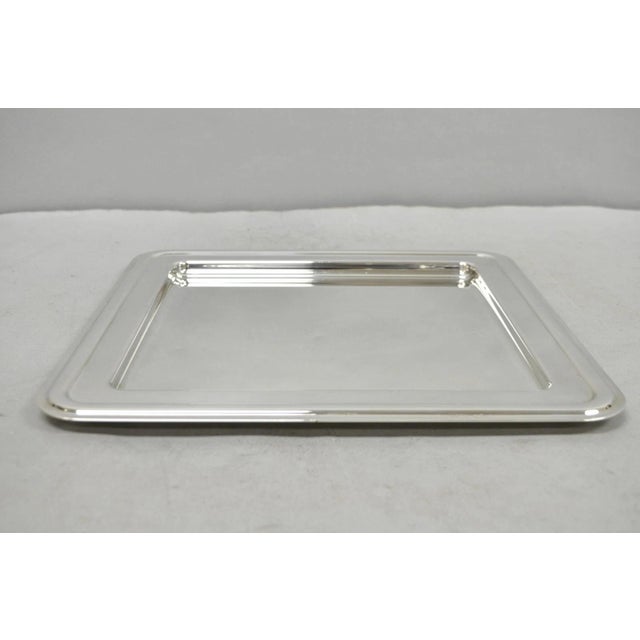Modern Late 20th Century Modern Landes Silver Plated 13.5" Square Bar Serving Platter Tray For Sale - Image 3 of 12