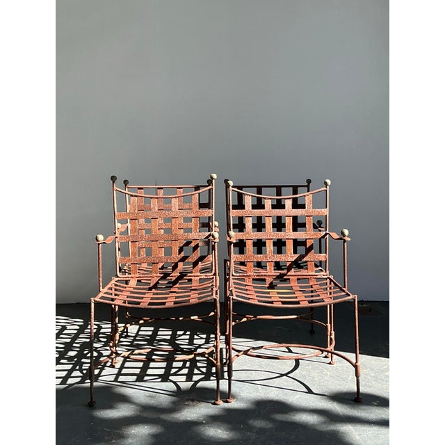 Brown Vintage Boho Distressed Maurizio Tempestini for Salterini “Amalfi” Outdoor Dining Chairs - Set of 4, Attributed For Sale - Image 8 of 12