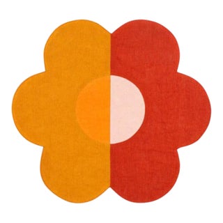 Floral Amber/Red Linen Patchwork Placemats, Set of 4 For Sale