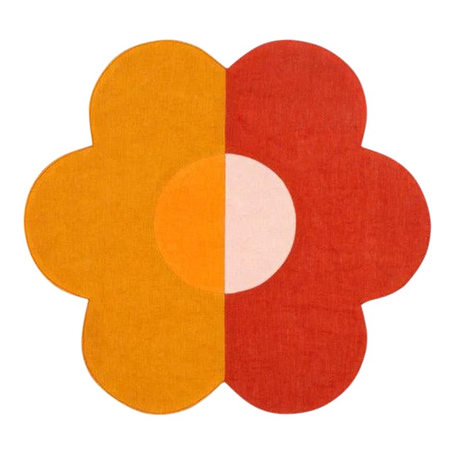 Floral Amber/Red Linen Patchwork Placemats, Set of 4 For Sale