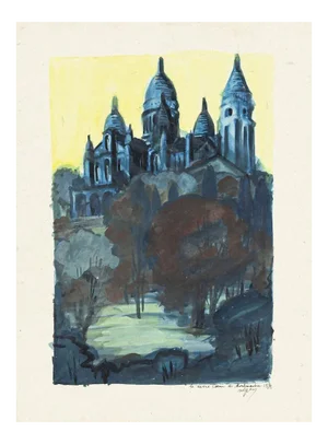 Basilica of the Sacred Heart of Paris - Original Watercolor - 1970 1970