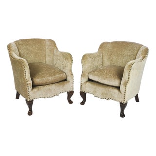 Swedish Art Deco Mohair Club Chairs - A Pair For Sale