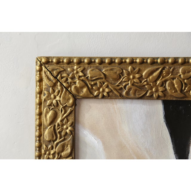 Beige Original Framed Abstract Painting in Antique Gold Frame For Sale - Image 8 of 15