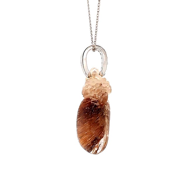 Early 21st Century Carved Mythical Creature Motif, 21.15 Rutilated Quartz and Diamond Platinum Pendant - Fei Liu For Sale - Image 5 of 6