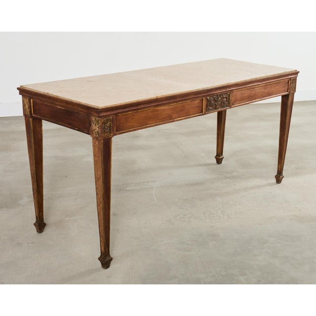 Grand French Neoclassical Marble Top Library or Console Table For Sale - Image 16 of 18