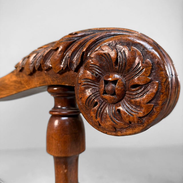 Blue Antique Armchairs in Walnut with Ikat Pattern, Late 19th Century, Set of 2 For Sale - Image 8 of 18