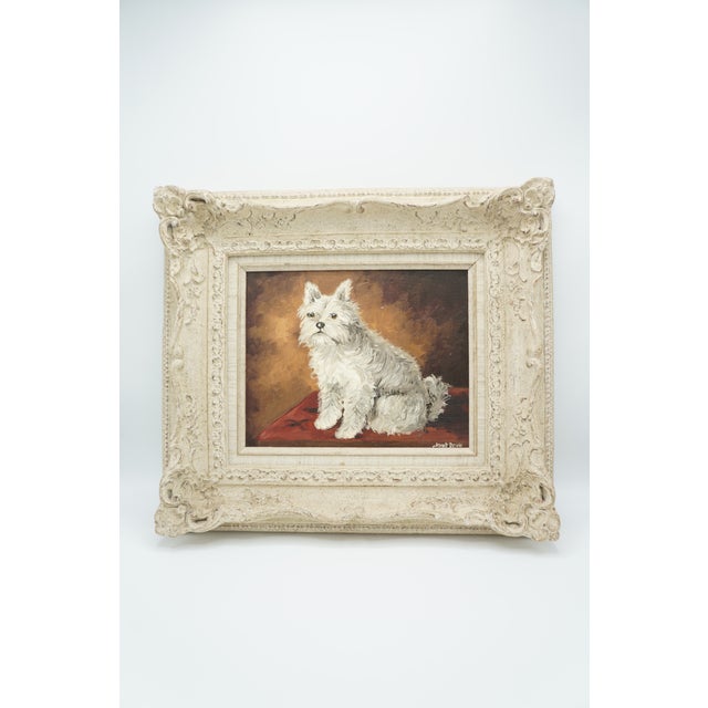 Shabby Chic Westie West Highland Terrier Dog Portrait Oil Painting For Sale - Image 3 of 11