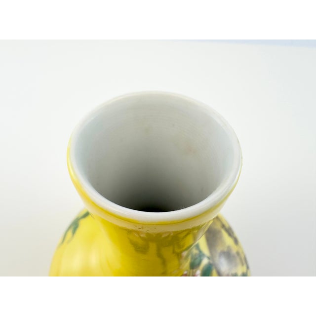 Vintage Chinese Yellow Famille Rose Monkey & Peach Porcelain Vase For Sale - Image 10 of 12