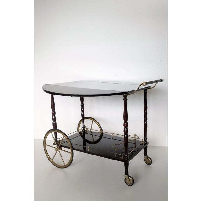 Mahogany Wood and Brass Bar Cart from Maison Bagues For Sale - Image 6 of 6