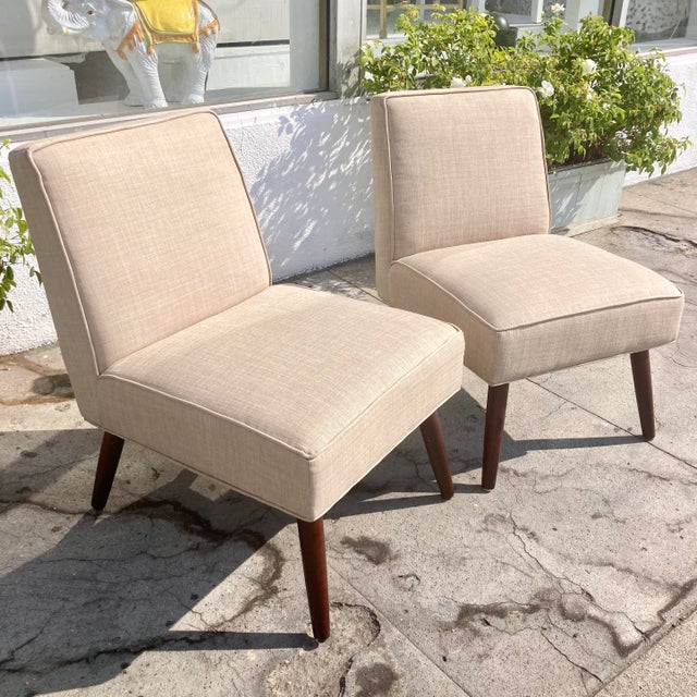 Mid-Century Modern Billy Haines Style Slipper Chairs - a Pair For Sale - Image 3 of 12